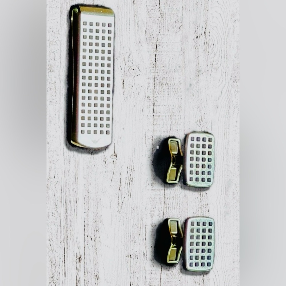 Emporio Armani Stainless Steel Men's Cufflinks and Tie Bar